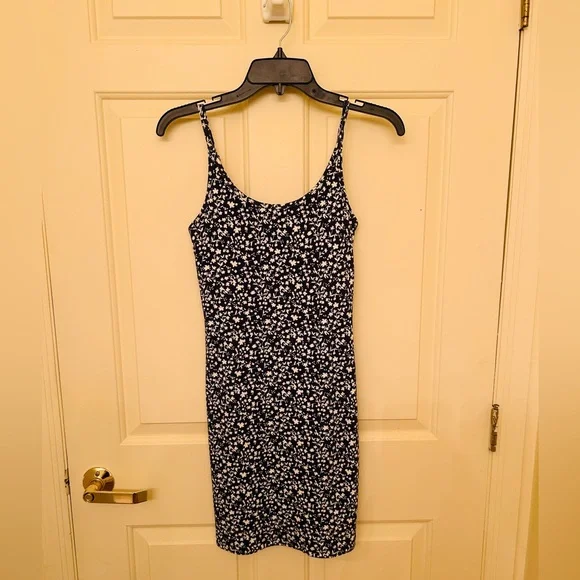 old navy blue dress with flowers Strapless Blue Floral Print Pleated Long Prom Dress – FancyVestido main image 0